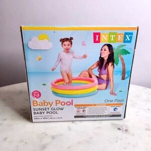 Intex Sunset Glow Baby Pool Rainbow Inflatable Swimming Pool Ages 1-3 34x10in